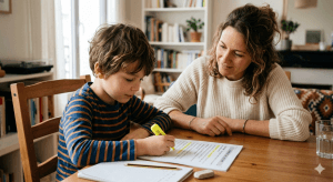Enfant qui applique une méthode pour comprendre les consignes au primaire en surlignant les mots-clés